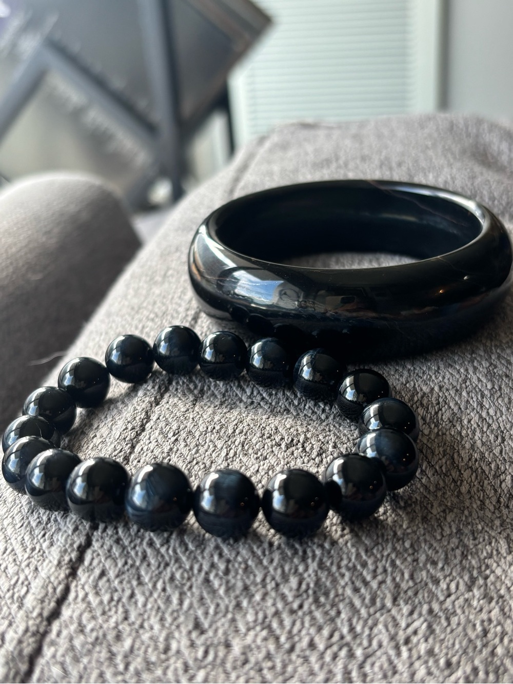 Blue Tiger Eye Beaded Bracelet and Bangle Set